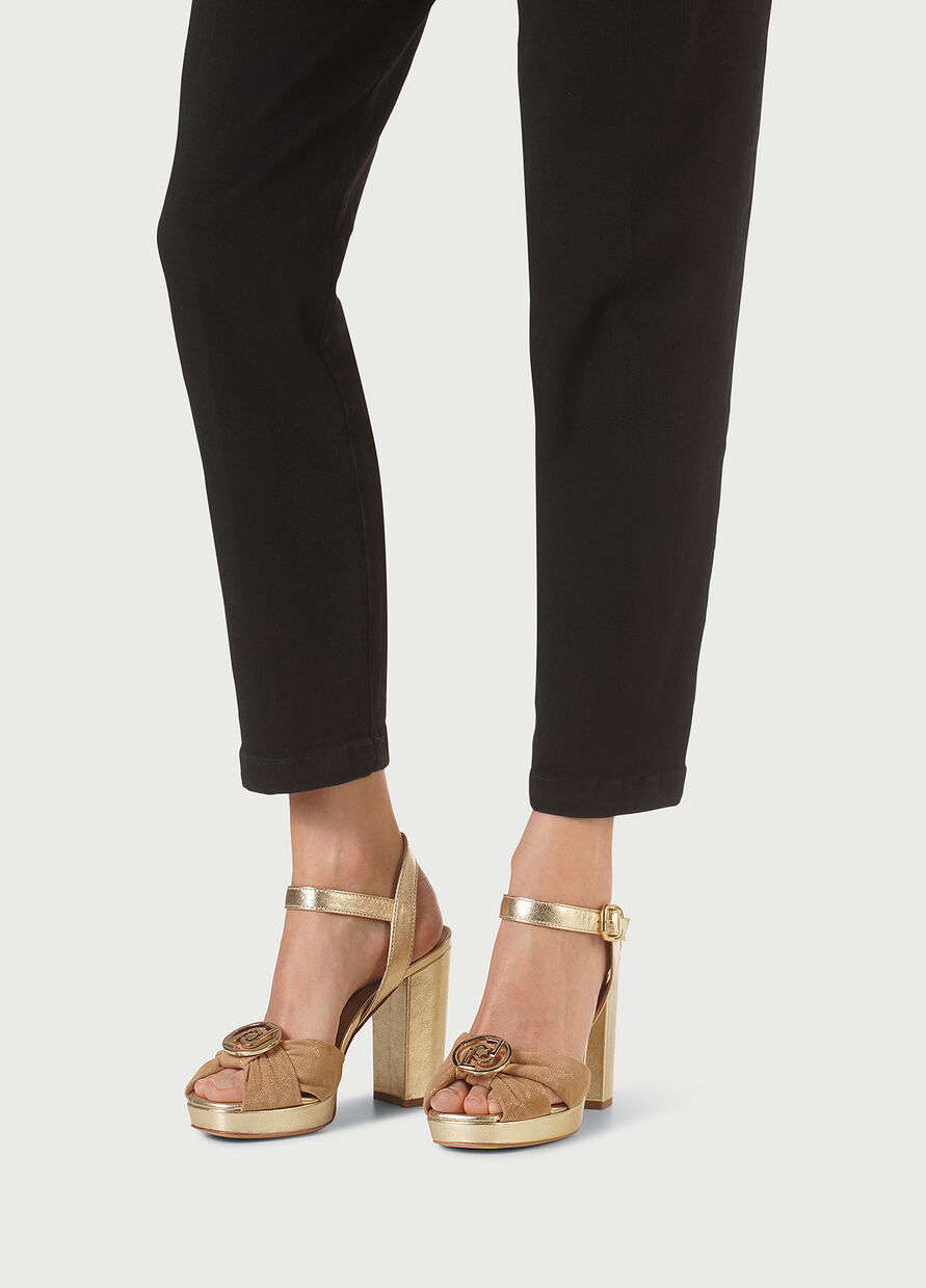 Sandali dorati Liu Jo con tacco alto grosso