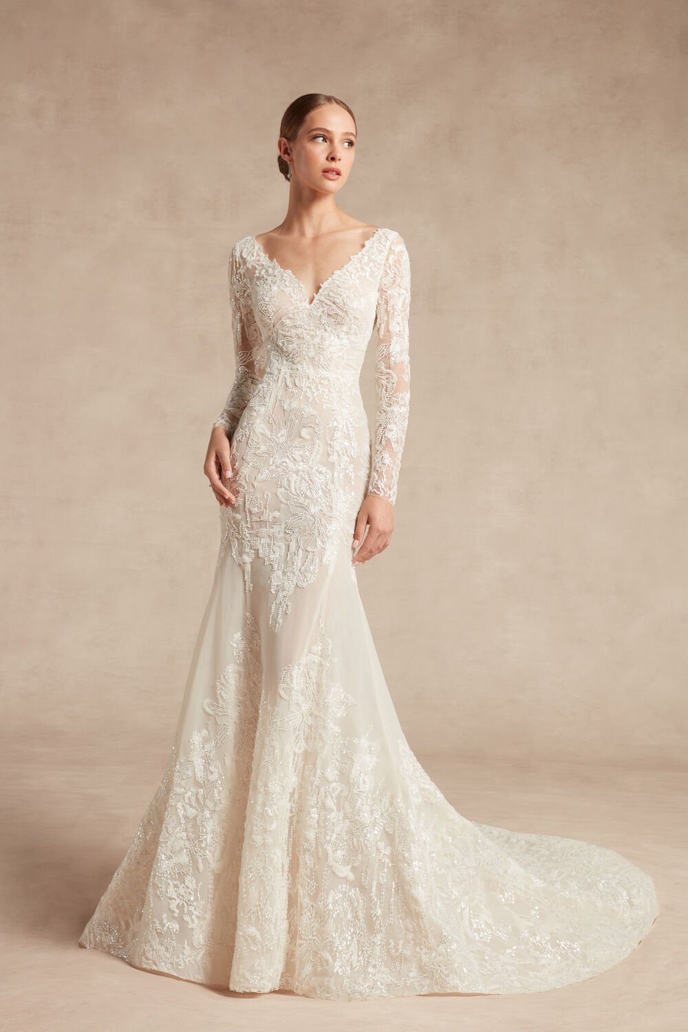 Abito da sposa a sirena a maniche lunghe modello Monia