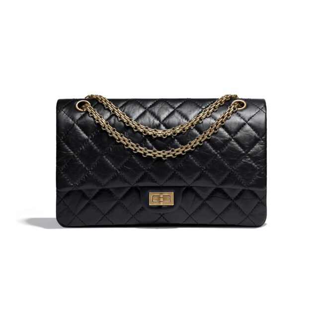Nuova Chanel 2.55 in pelle invecchiata nera Nuova Chanel 2.55 in pelle invecchiata nera