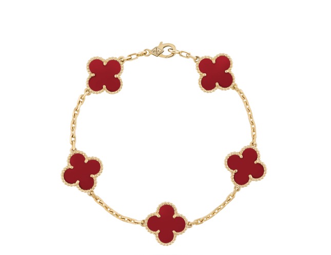 Bracciale Van Cleef in corniola rossa e oro giallo Bracciale Van Cleef in corniola rossa e oro giallo