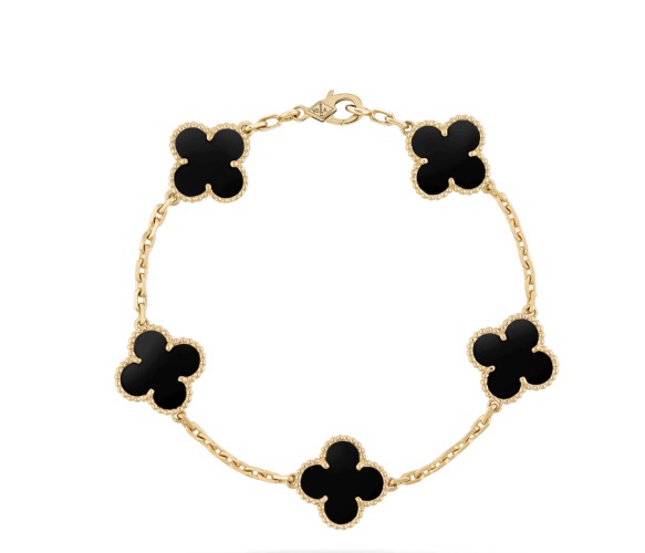 Bracciale a 5 quadrifogli Alhambra Van Cleef in onice nero Bracciale a 5 quadrifogli Alhambra Van Cleef in onice nero