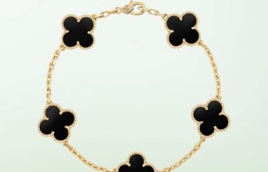 Bracciale vintage Alhambra in onice e oro giallo