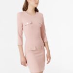 Tubino rosa con tasche e maniche a tre quarti Rinascimento