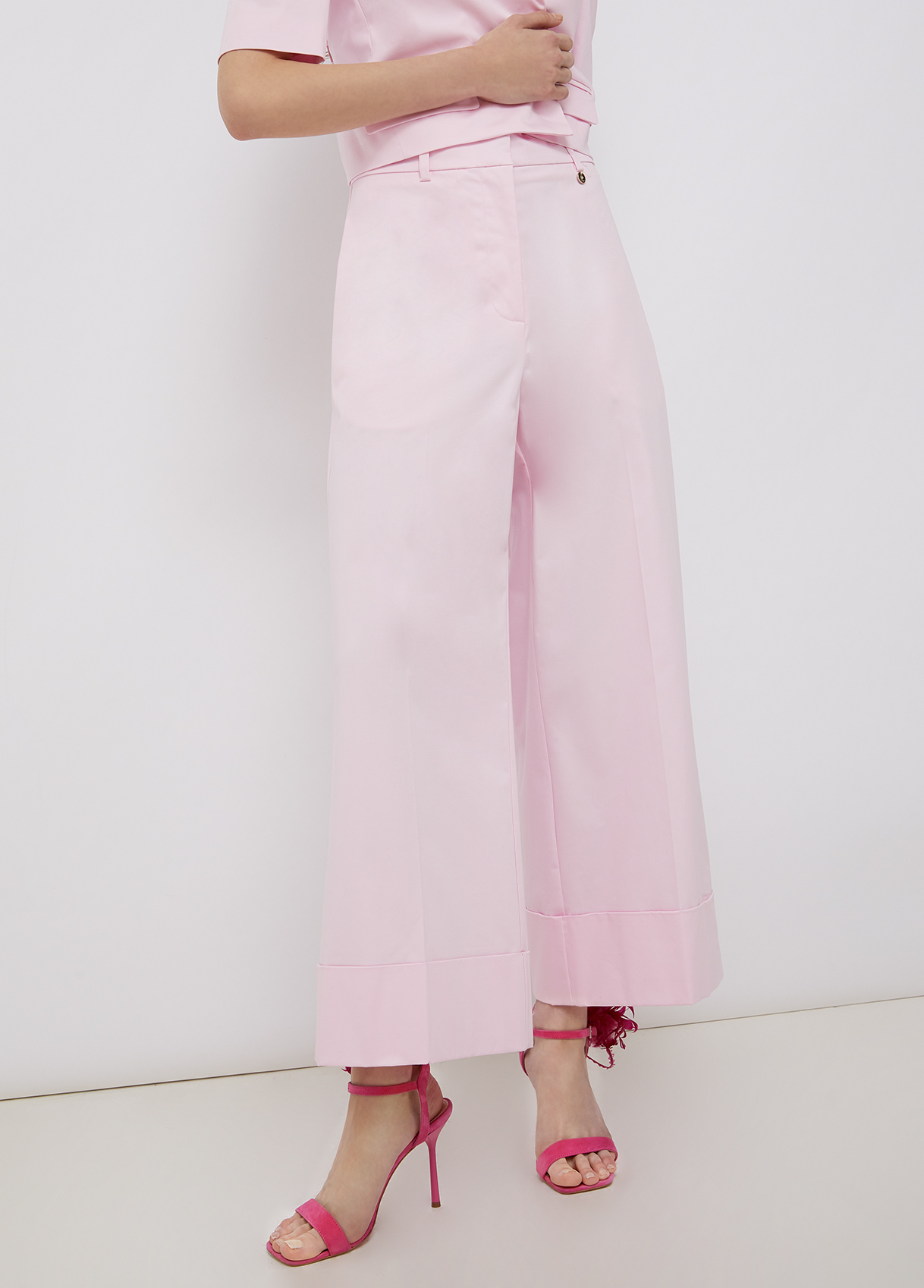 Pantaloni palazzo cropped con risvolto Liu Jo