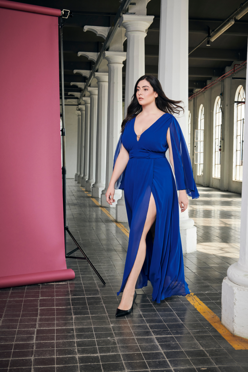 Abito lungo da cerimonia linea Kitana Rinascimento collezione autunno inverno 2022 2023