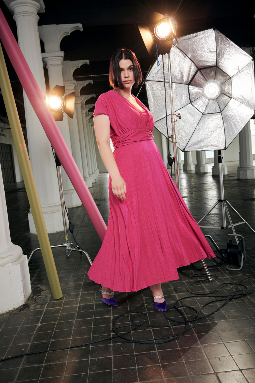 Abito lungo in tessuto lurex Rinascimento