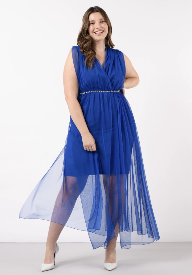 Tubino con sovragonna in tulle Rinascimento linea curvy