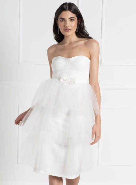Russo Tessuti - Tessuto Tulle In Cotone Con Pois Plumette Bianco - Altezza 140 Cm - Metraggio Per Abiti Sposa, Battesimo, Velette - 4