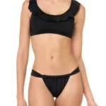 Costume da bagno nero con top a canotta e slip scorrevole estate 2023