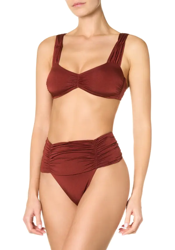 Elegante costume da bagno bikini con slip a vita alta Goldenpoint estate 2023