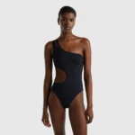 Costume intero nero monospalla Benetton