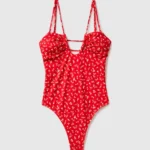 Costume intero rosso con fiorellini bianchi Benetton