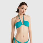 Costume turchese a fascia con slip taglio a V