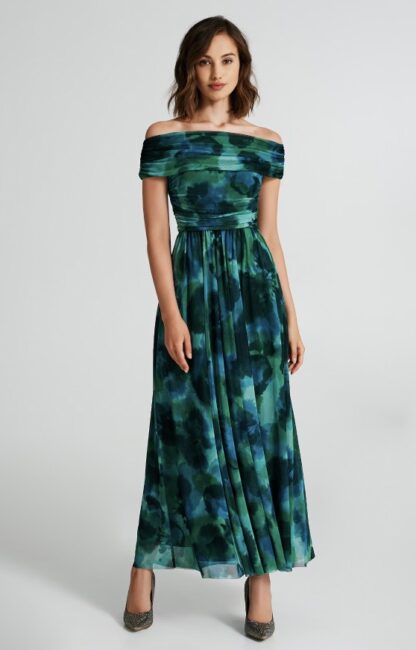 Abito Boutique Per Ragazza Maniche Lunghe Arricciate - Vestito Fit &amp; Flare Multicolore