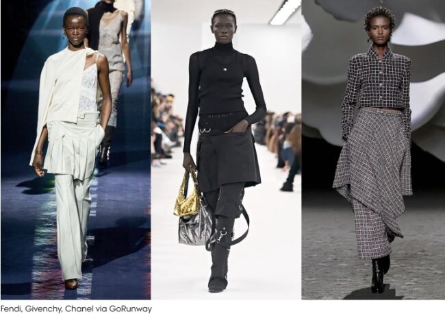 Tendenze Moda Inverno 2023 2024 Gonne sopra ai pantaloni Tendenze Moda Inverno 2023 2024 Gonne sopra ai pantaloni