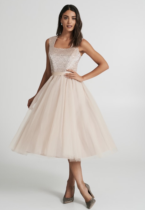Rinascimento abito midi con gonna in tulle