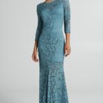 Vestito lungo a sirena in pizzo Rinascimento inverno 2023 2024