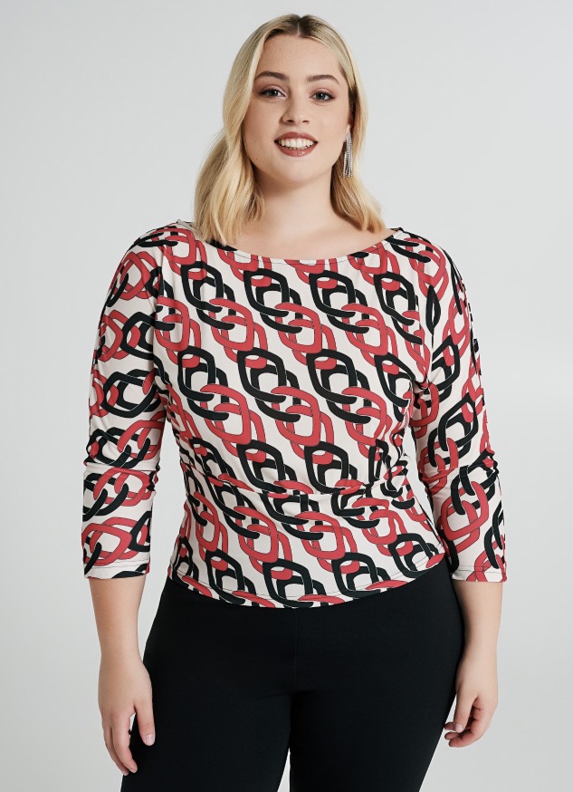 Blusa con stampa catena Rinascimento collezione curvy autunno inverno 2023 2024