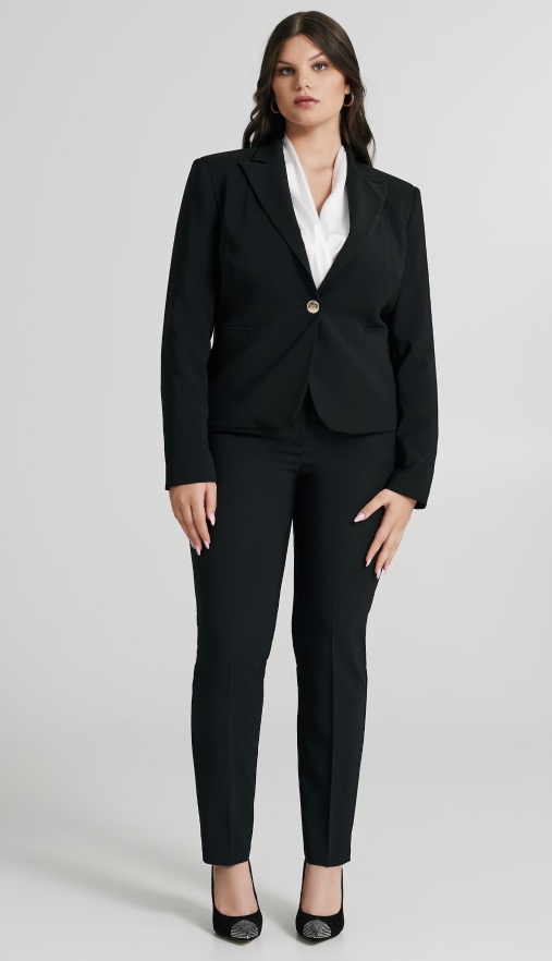 Completo nero giacca e pantaloni Rinascimento linea curvy