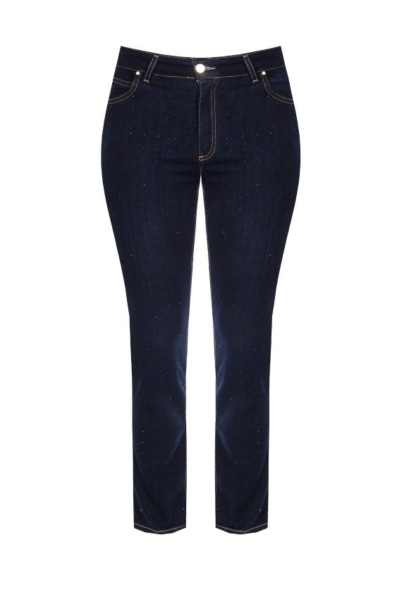 Jeans lavaggio scuro con strass Rinascimento