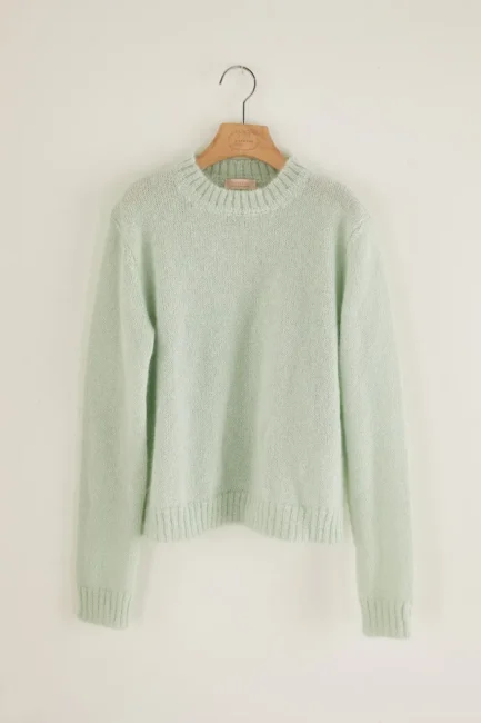 Lazzari caldo maglione color verde menta collezione inverno 2024 Lazzari caldo maglione color verde menta collezione inverno 2024
