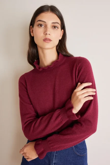 Maglia ultrafine in pura lana con volant Lazzari Maglia ultrafine in pura lana con volant Lazzari