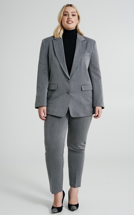 Tailleur grigio giacca pantaloni Rinascimento