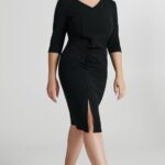 Tubino nero con drappeggio Rinascimento collezione curvy autunno inverno 2023 2024