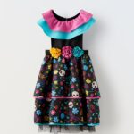 Vestito con teschi messicani e fiori Halloween