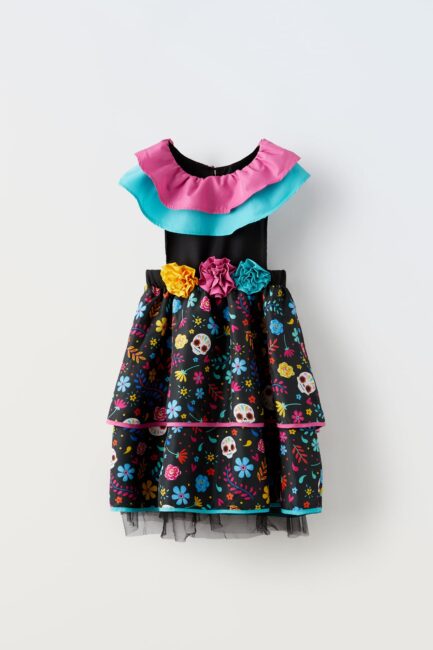 Vestito con teschi messicani e fiori Halloween Vestito con teschi messicani e fiori Halloween