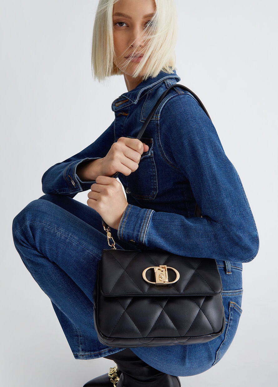 Borsa a tracolla imbottita con logo LJ in metallo