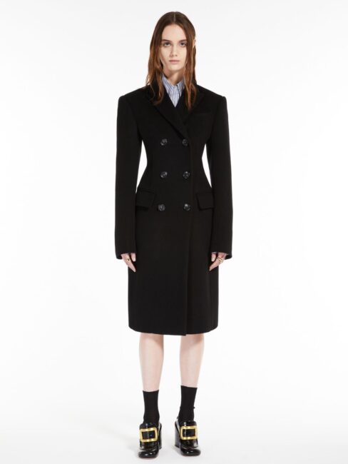 Max Mara cappotto sfiancato in lana nera Max Mara cappotto sfiancato in lana nera