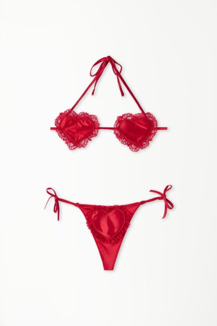 Sexy completo intimo in raso e pizzo rosso Tezenis Sexy completo intimo in raso e pizzo rosso Tezenis