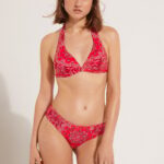 Bikini bandana rossa con reggiseno a triangolo 2024