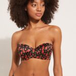 Bikini nero con fiori rossi Tezenis 2024