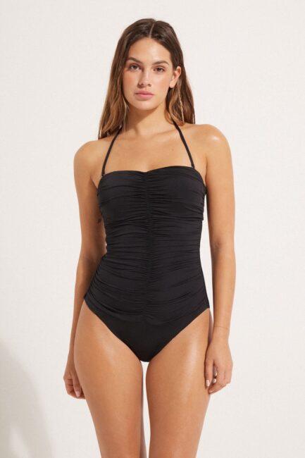 Costume intero nero a fascia con arriccio Tezenis Costume intero nero a fascia con arriccio Tezenis