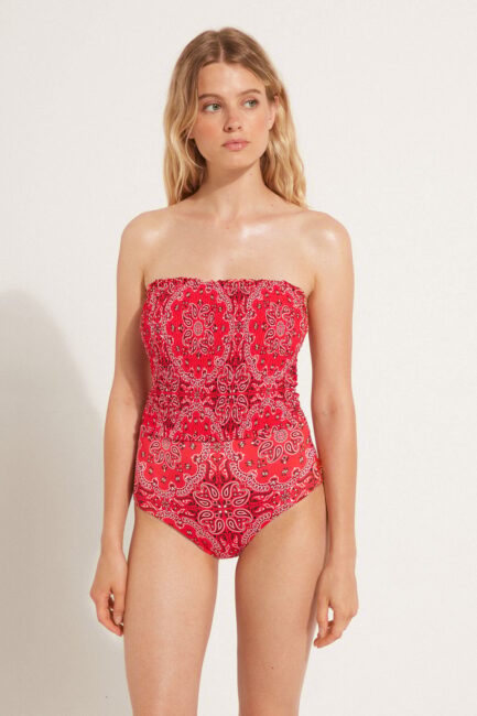 Tezenis costume intero a fascia stampa bandana 2024 Tezenis costume intero a fascia stampa bandana 2024