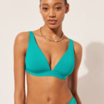 Bikini Indonesia con top a triangolo fisso imbottito colore Peacock Green