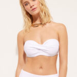 Costume bianco a fascia con slip a vita alta Calzedonia 2024