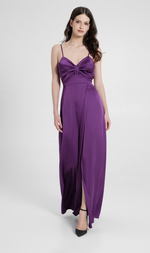 Vestito lungo in raso viola Rinascimento Vestito lungo in raso viola Rinascimento