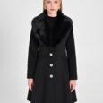 Cappotto nero con collo di ecopelliccia