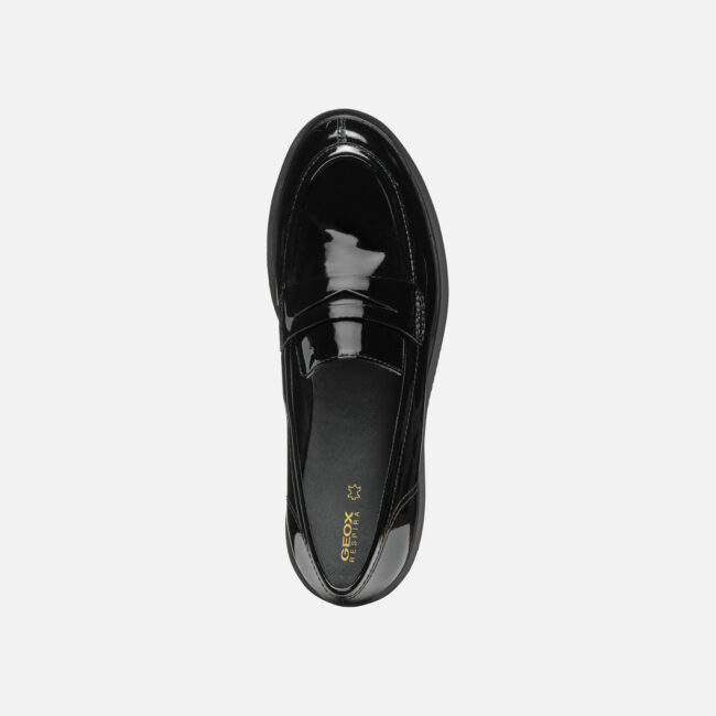 GEOX donna mocassini in vernice nera inverno 2024 2025 GEOX donna mocassini in vernice nera inverno 2024 2025