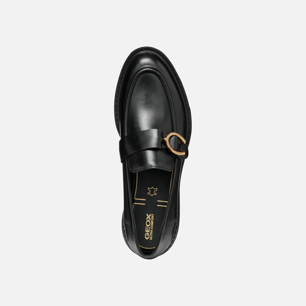 Nuovi mocassini in pelle nera con fibbia GEOX donna