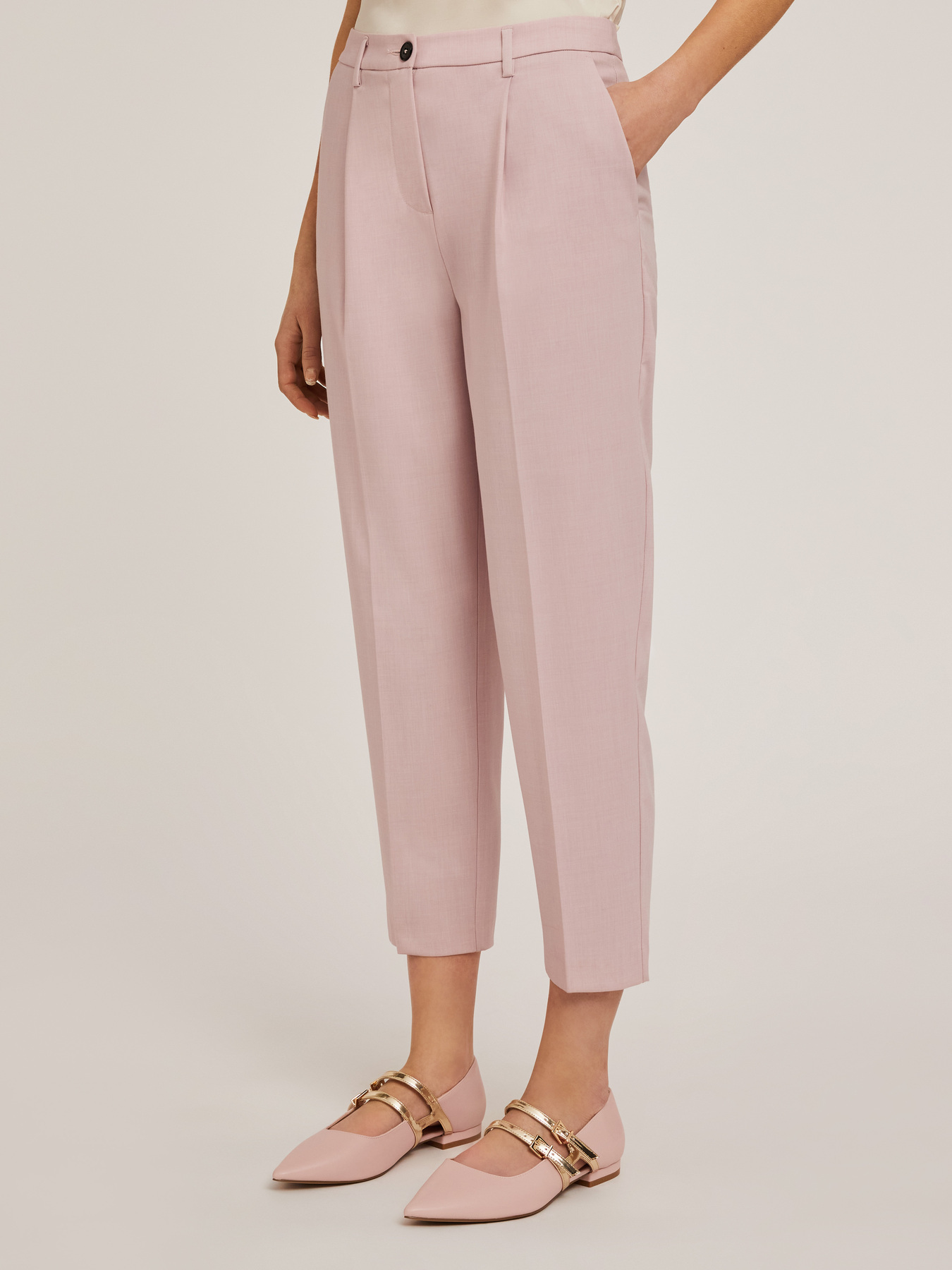 Pantaloni Corti Pantaloncini Donna Beige Slim Eleganti Safari Cintura 50979 - Foto 5