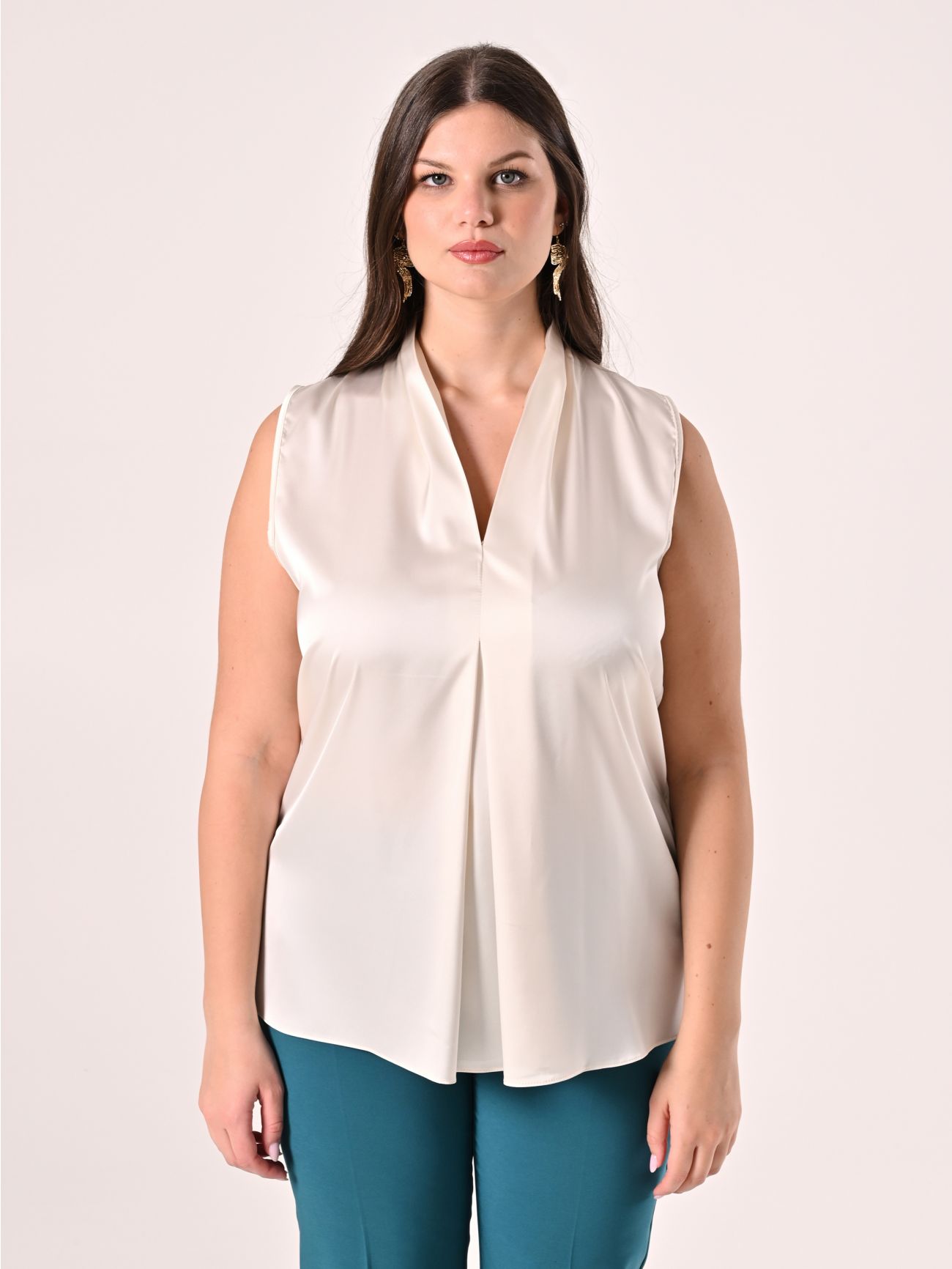 Blusa in raso bianco Rinascimento