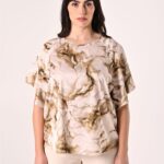 Blusa marmorizzata in raso