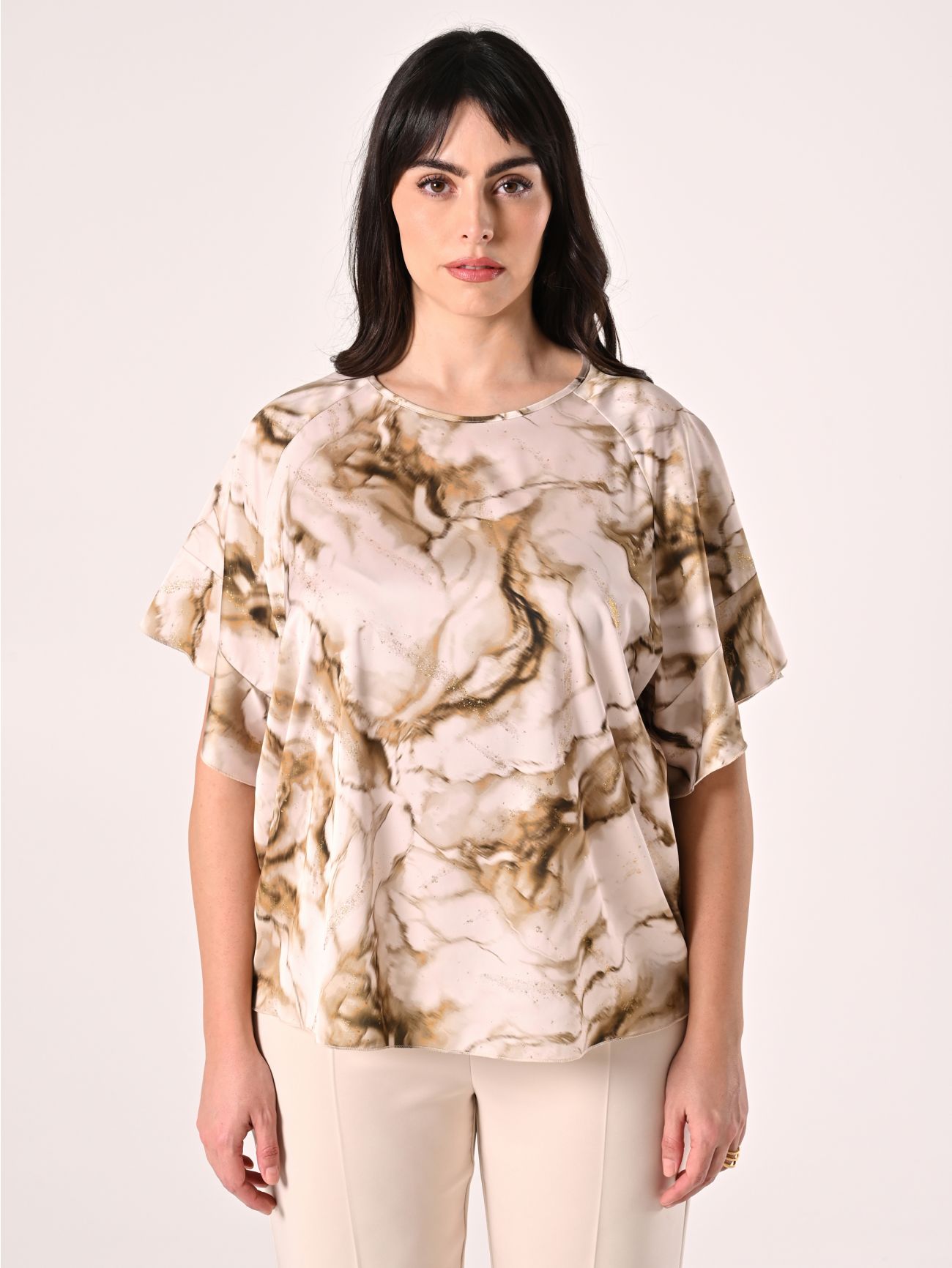 Blusa marmorizzata in raso