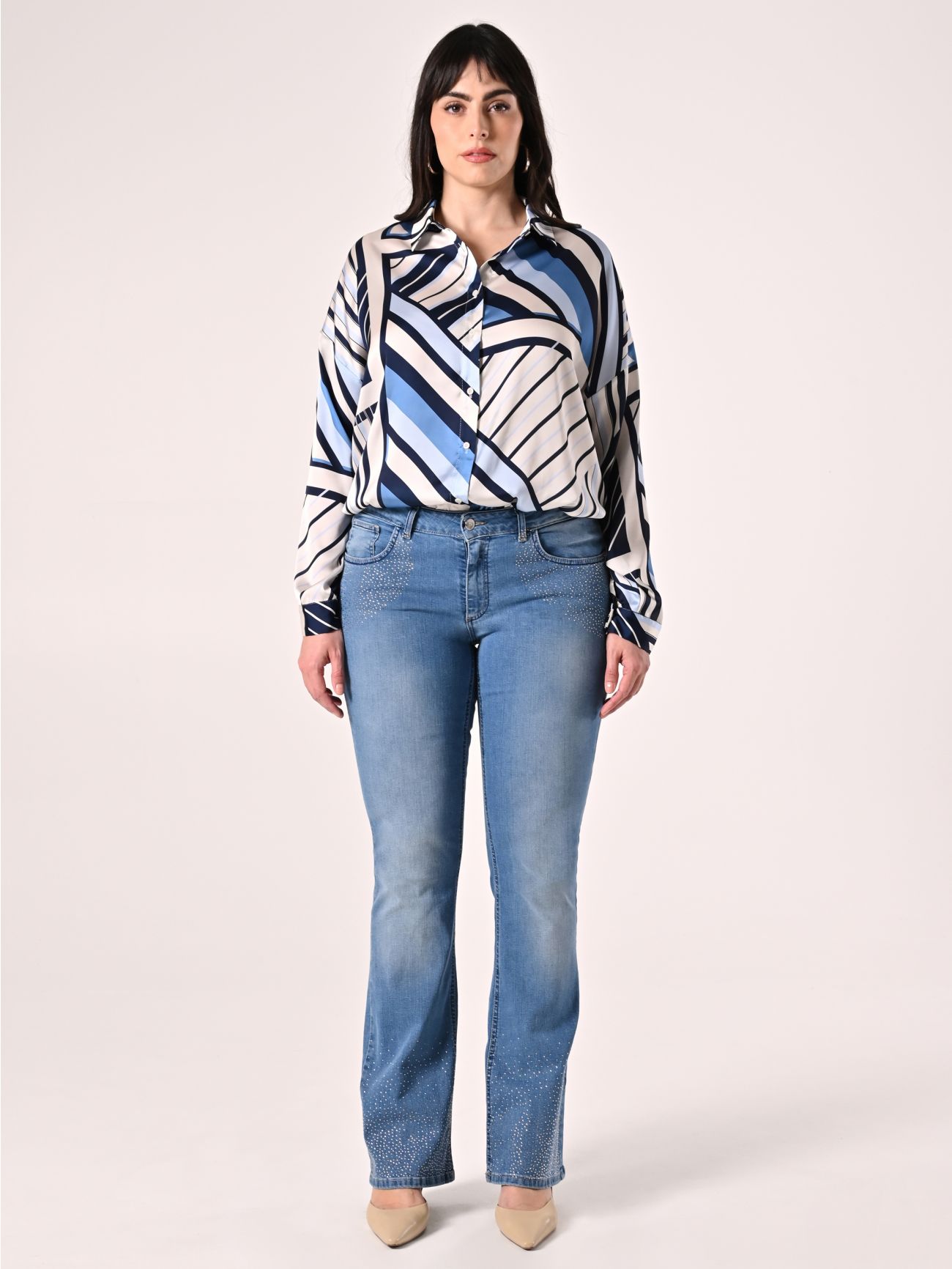 Jeans elasticizzati con strass Rinascimento curvy