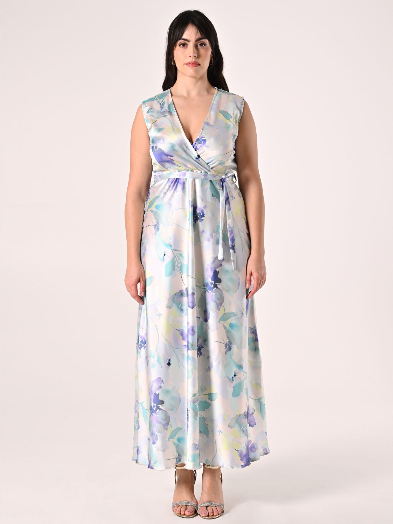 Rinascimento curvy abito lungo in raso