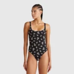 Benetton Costume intero nero con coralli avorio 2025